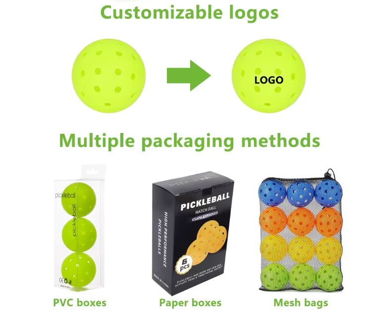 Pro Practice Pickle Ball 26/40 Holes 74mm Durable Outdoor Pickleball Source Factory Custom Wholesale Plastic Ball