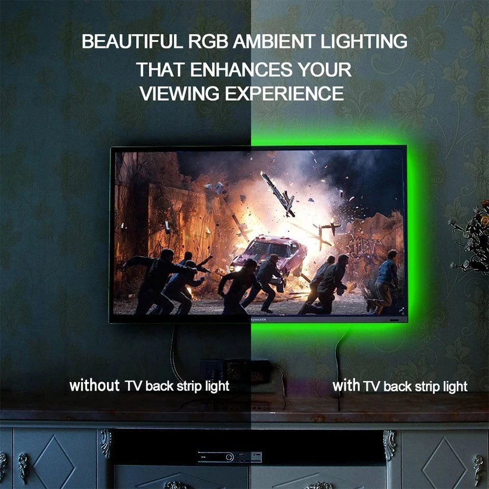 AA Battery LED Strip Light 5V 5050 Waterproof RGB Flexible Decoration TV Background Stripe Backlight Accent Light IR Remote