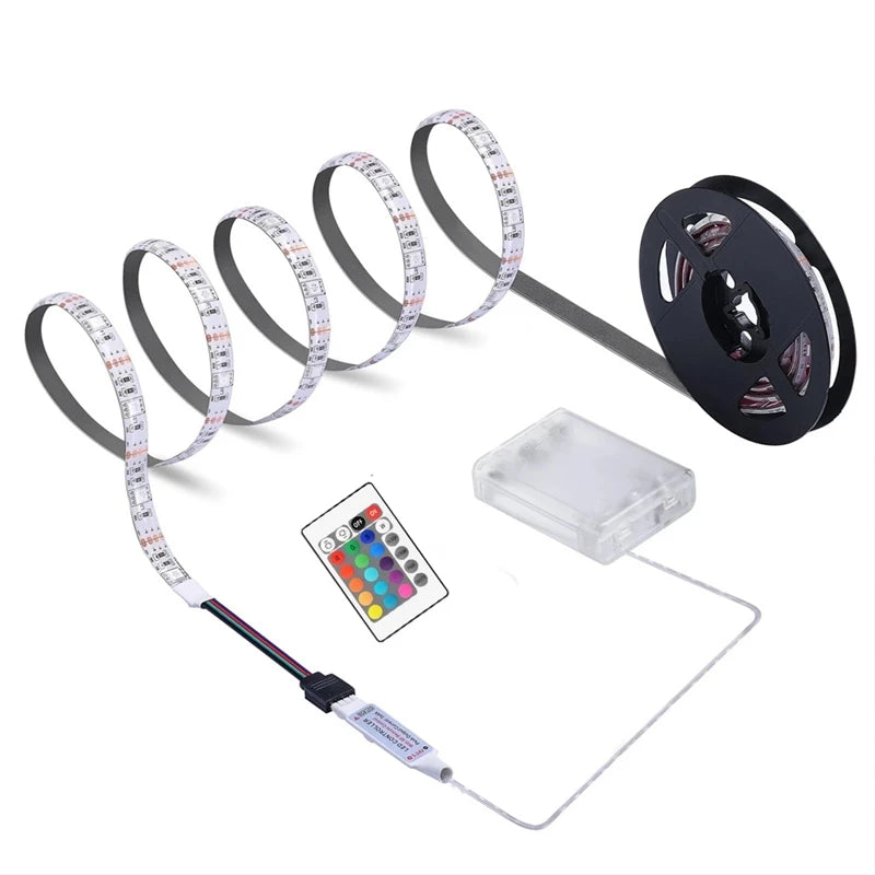 AA Battery LED Strip Light 5V 5050 Waterproof RGB Flexible Decoration TV Background Stripe Backlight Accent Light IR Remote